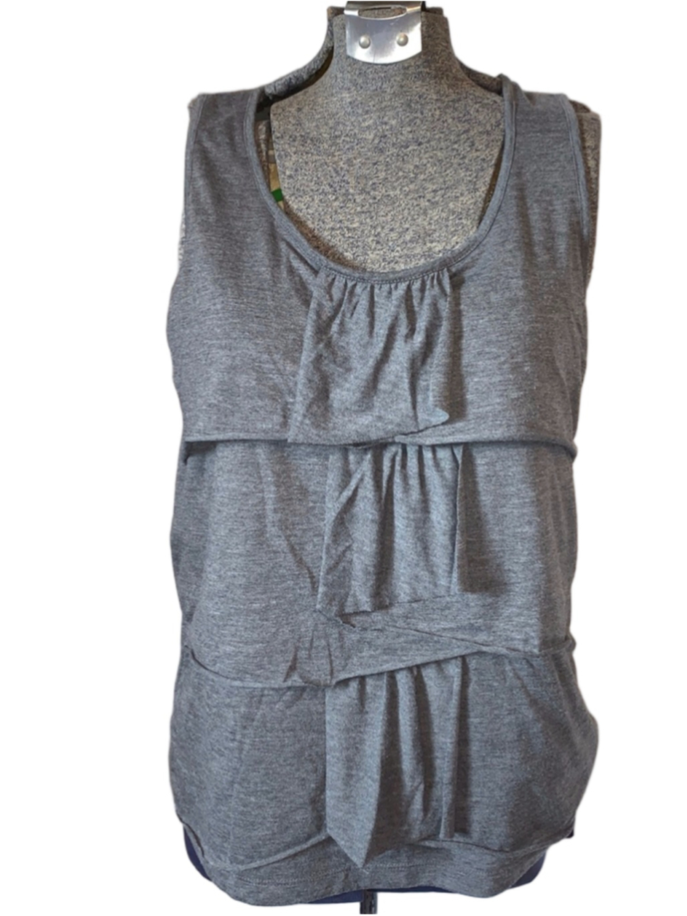 Women's Talbots Gray Tiered Ruffle Tank Top Size M